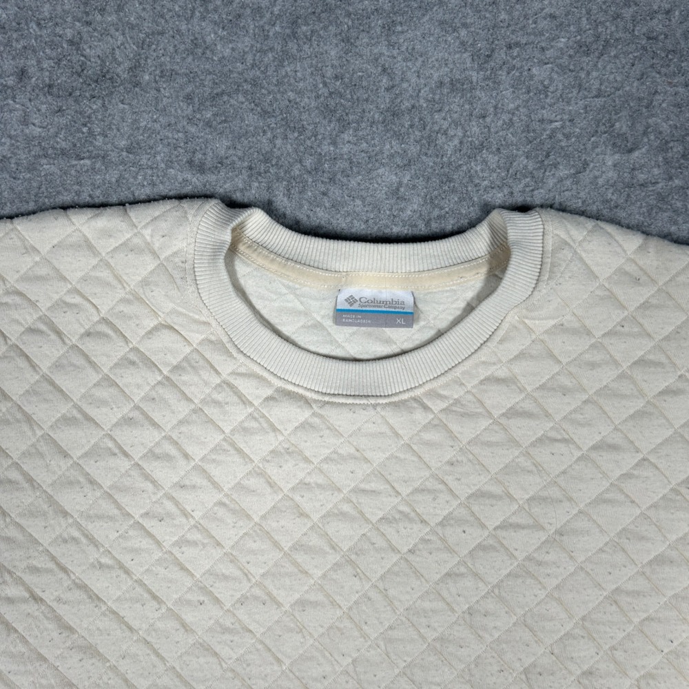 Columbia Sweatshirt Womens XL Cream Quilted Crewneck Pullover‎ Outdoor Casual - Picture 2 of 15